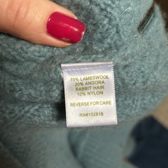 Garnet Hill Womens Sweater Small Lambswool Angora Rabbit Side Zippers Ribbed - Picture 5 of 5